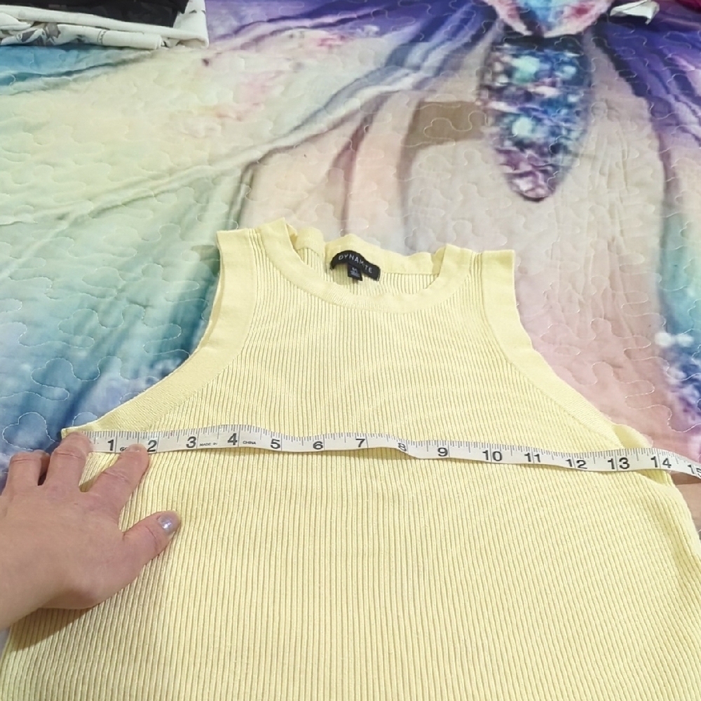 Size L Dynamite Light Yellow Ribbed Tank Top - Picture 6 of 11